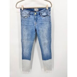 FRAME Le Skinny de Jeanne Crop Jeans Finchley Dip Dye Raw Hem Size 29